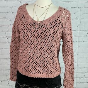 Nicole Miller * Artelier Open Weave Sweater Baked Clay Size Small